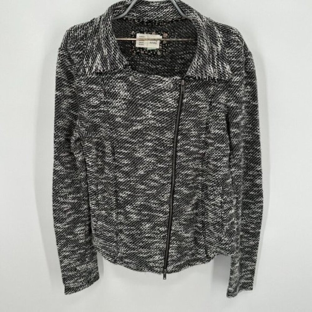 Saturday/Sunday ANTHROPOLOGIE Boucle Moto Sweater Jacket sz S Asymmetrical Zip